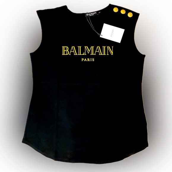 New 🏷️ For BALMAIN Woman black t shirt size L - Picture 2 of 2